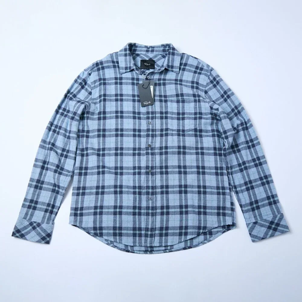 Rails Lennox Plaid Flannel Button Down Shirt Algae Melange Blue Medium NWT